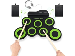 Bateria Eletrônica Digital Usb Com 7 Pads E Pedal De Ângulo Tipo Faca Chrui (verde)