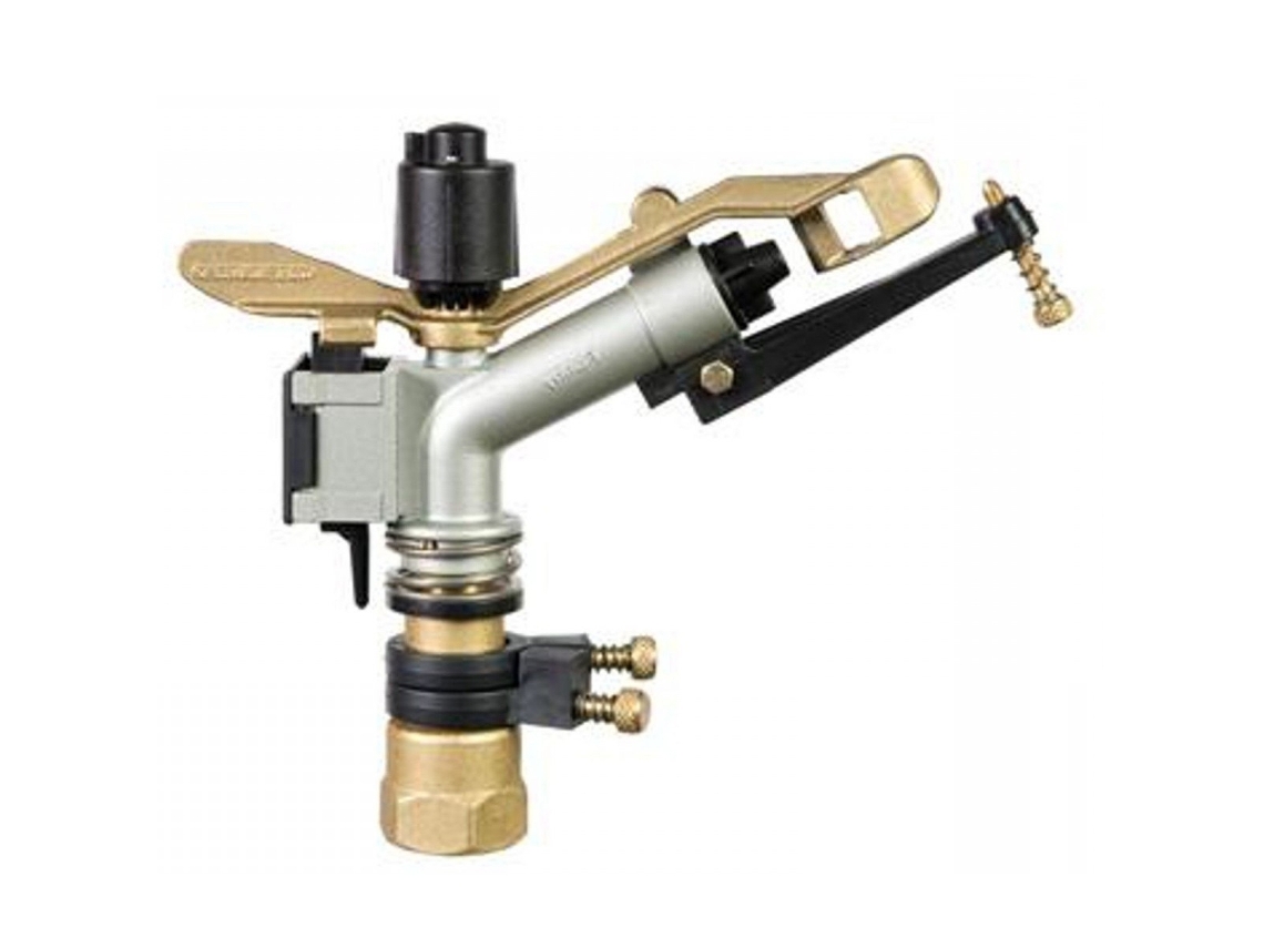 Cañón de riego Funny 1 ajustable. Alcance 12,5 a 19,5 mts Alcance de 12,5 a 19,5 mts.
Presión de trabajo 1,5 a 4 bar.
Conexión 1 hembra. | Oferta