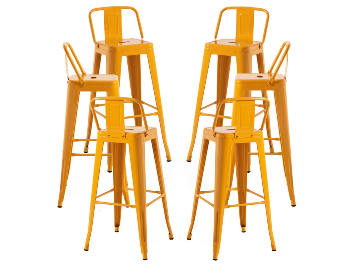 Pack 6 Bancos Torix Encosto 100 Cm - Açafrão Laranja