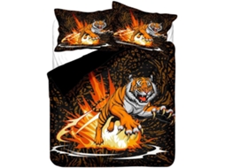 Capa de Edredom com Estampa Tigre em Microfibra Fronha 200x200 Cm (LxA)