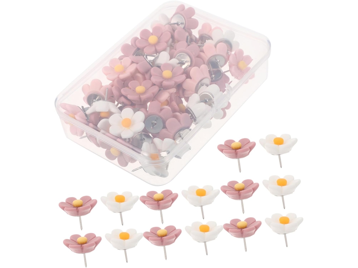 Conjunto de 50 pinos decorativos de parede Aboofan em formato D, feitos de resina e metal, para organização de mesas em casa.
