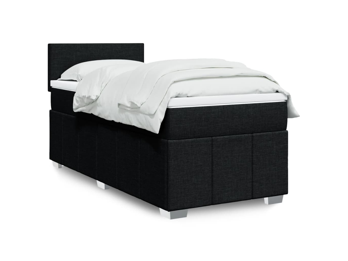 Cama De Solteiro | Camas Para Quarto | Cama Com Molas/colchão 80x200 Cm Tecido Preto