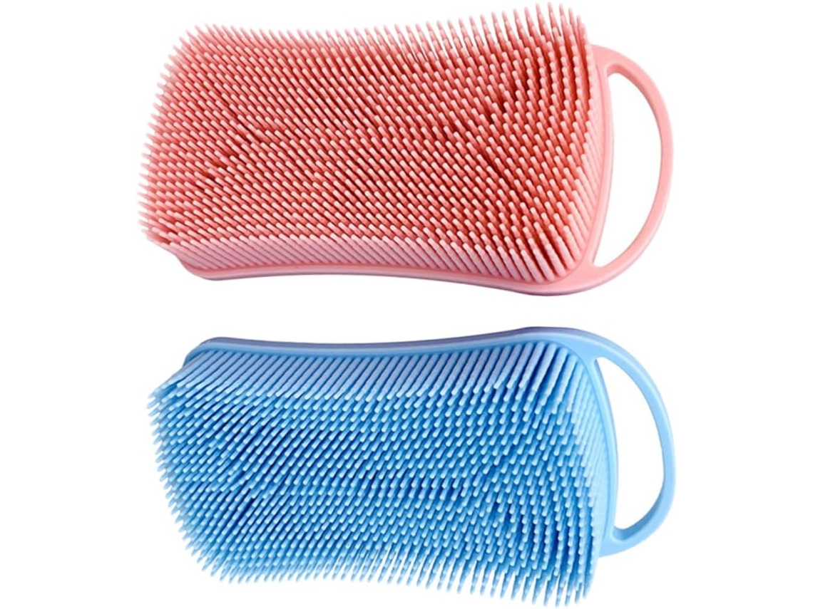 Escova De Banho Silicone Macia E Antiderrapante 2 Peças Para Corpo Cabelo, Prática Para Massagem, Para Meninos E Meninas