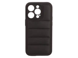 Aetheria capa de Couro Artificial para Iphone 14 Pro Design de Jaqueta de Pluma Preta Proteção Macia