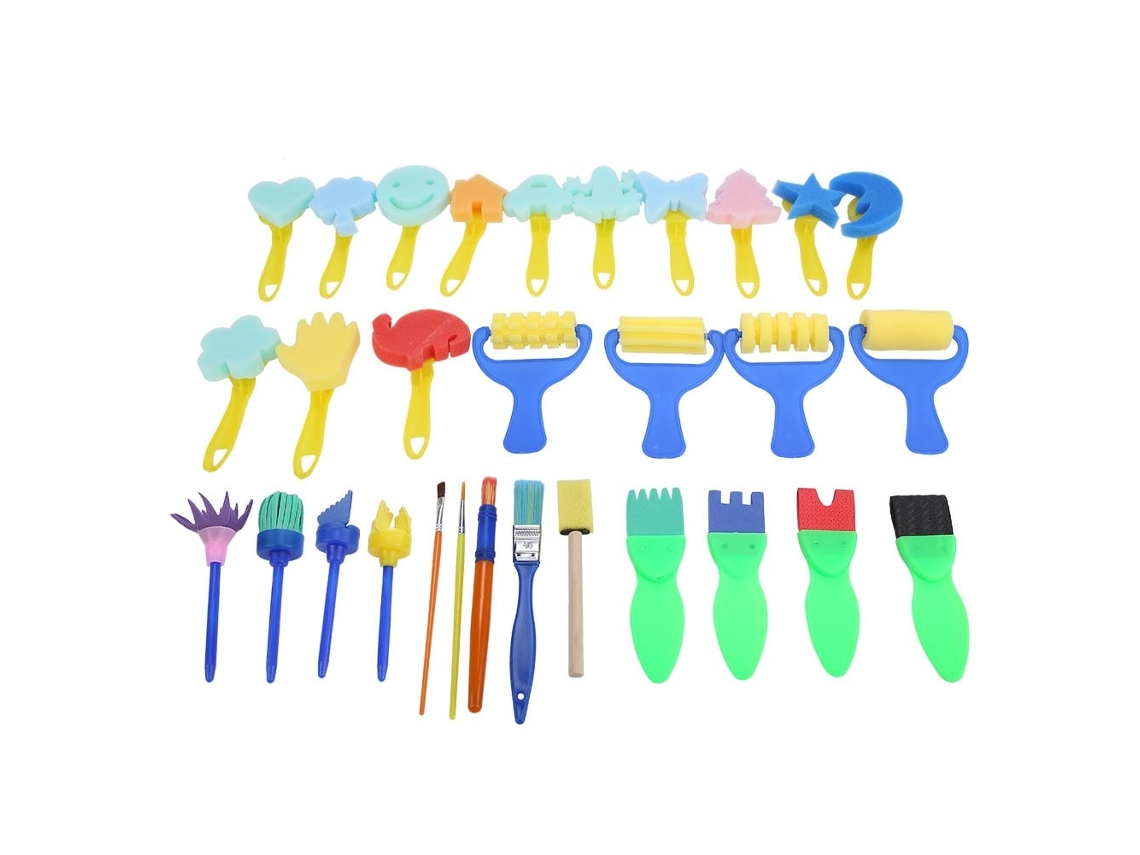 Primerox kit de Ferramentas de Pintura para Crianças com Pincéis de Esponja e Carimbos