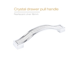 Laxiscreed Puxador De Gaveta De Cristal Em Liga Prata Perolada, 96mm