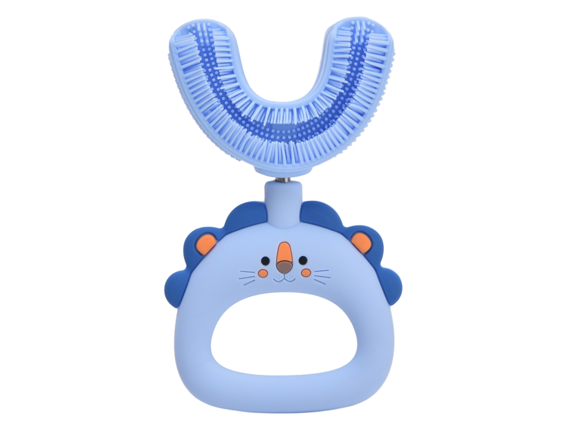 Mali escova de Dentes em Forma de U 360° Limpeza Completa Silicone Segura para Crianças 7 14 Anos Azul