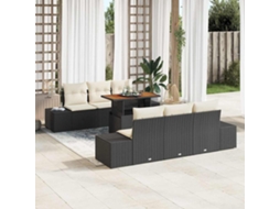 Vidaxl Conjunto de Sofá de Jardim 7 Pcs Preto Rattan Sintético