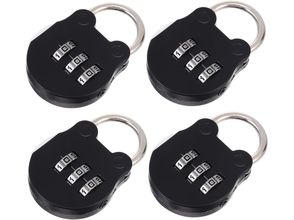 Conjunto De 4 Cadeados Metal Com Combinação E Códigos