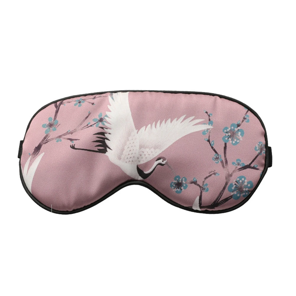 Máscara de Dormir Portátil e Macia com Estampa de Garça em Imitação de Seda, Ajuste para os Olhos e Ventilação, Ideal para Viagens AQUAFORGE