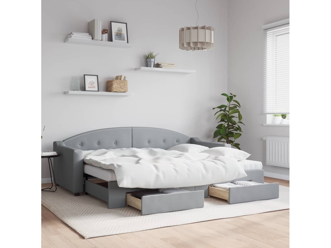 Vidaxl Sofá-cama C/ Gavetão E Gavetas 80x200 Cm Tecido Cinzento-claro