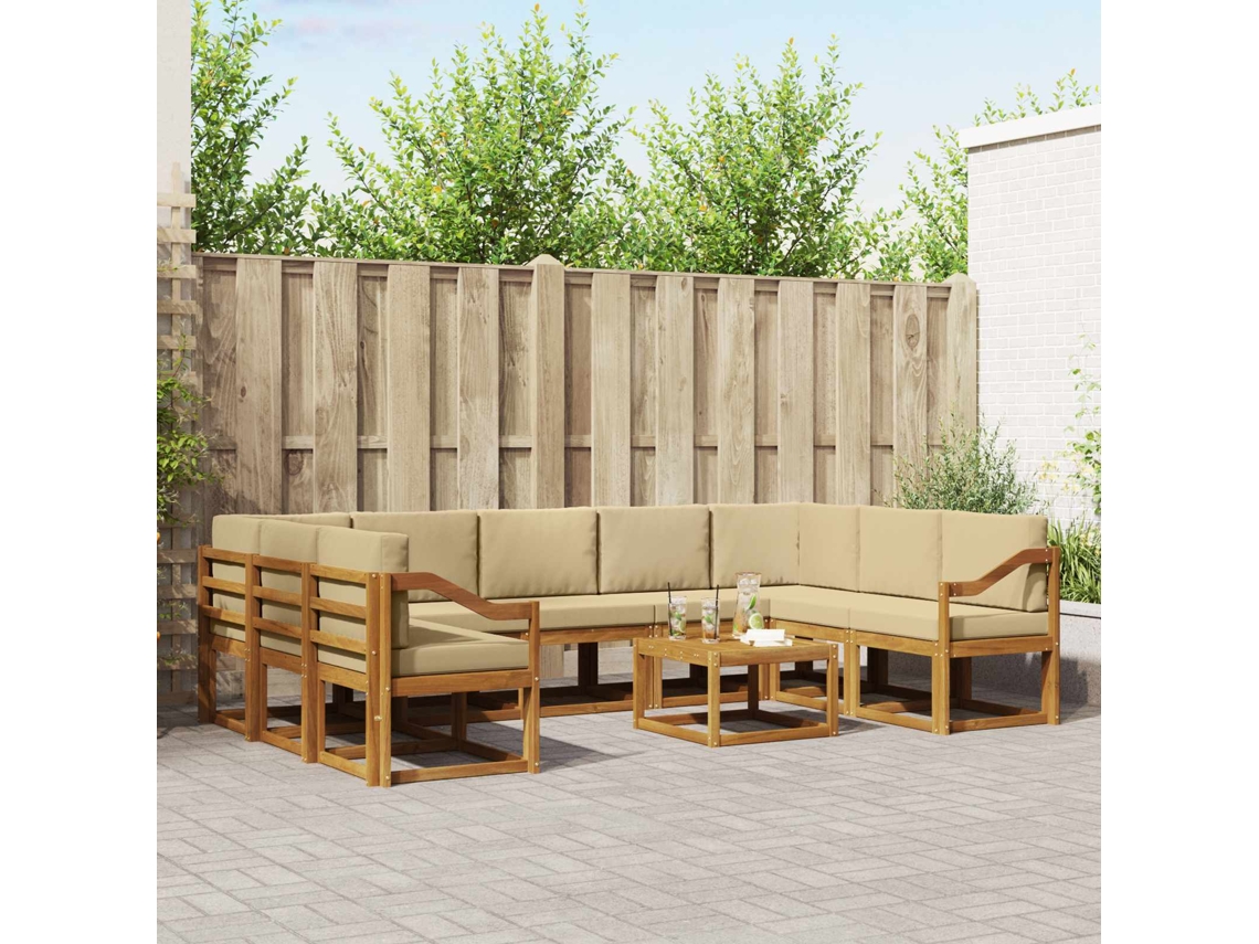 Vidaxl Conjunto De Sofás Para Exterior 10 Unid. Natural E Bege