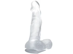BAILE DILDO REALISTICO CON VENTOSA Y TESTICULOS 16.7 CM TRANSPARENTE