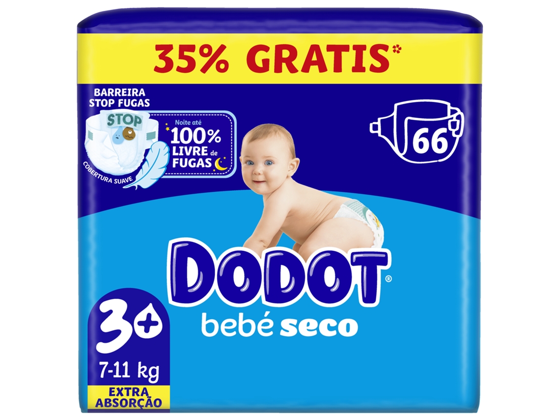 Fraldas Bebé Seco Extra 7-11kg T3+ Dodot