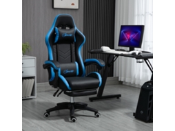 Cadeira Gamer Ajustável Com Apoio Lombar, Braços Reguláveis, Suporta 120kg, Azul E Preta.