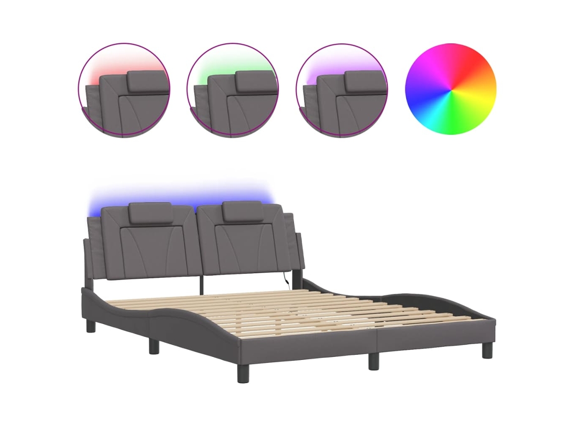 Bed Frame, Bed Frames Vidaxl Cinzeto Couro Artificial (160 X 200 Cm)