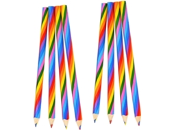 Conjunto de 8 lápis de cor arco-íris multicoloridos para estudantes e para uso em casa.
