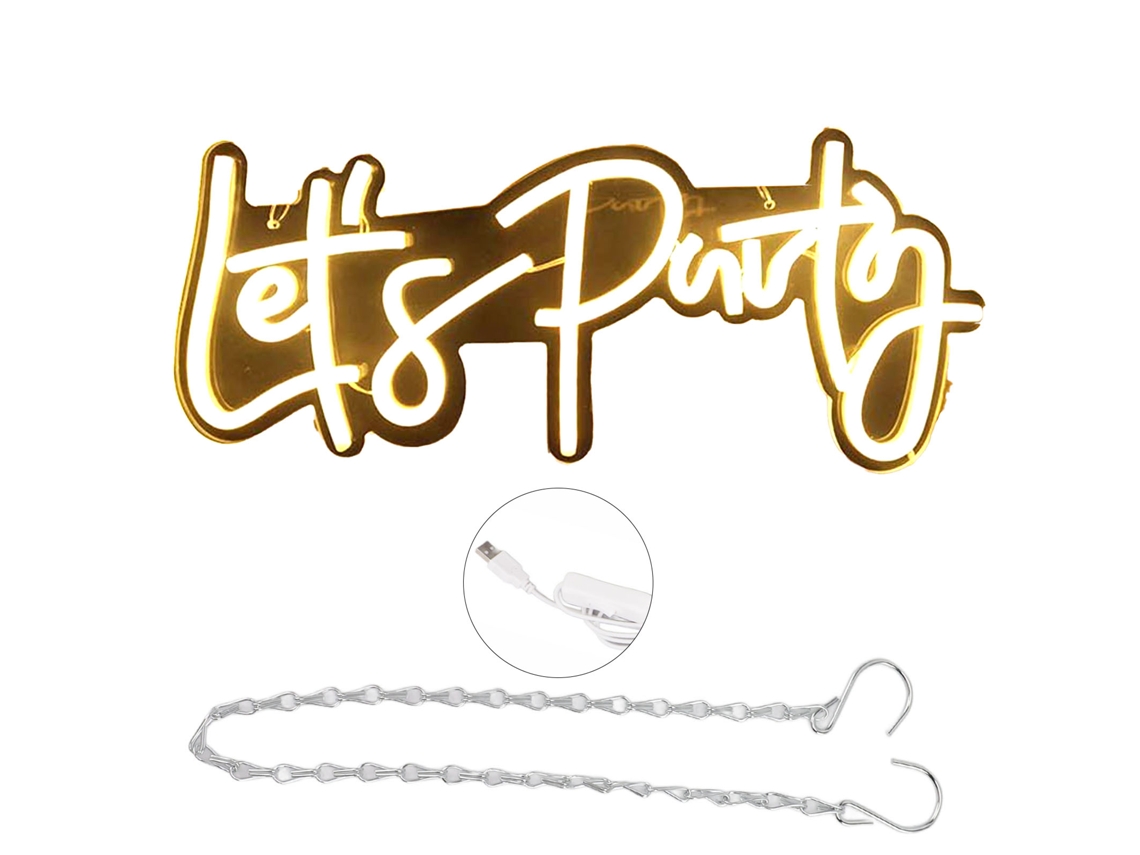 Letreiro Neon Led para Festa Usb Powered Parede Quarto Decoração Branco Quente Acrílico Transparente | S/MARCA