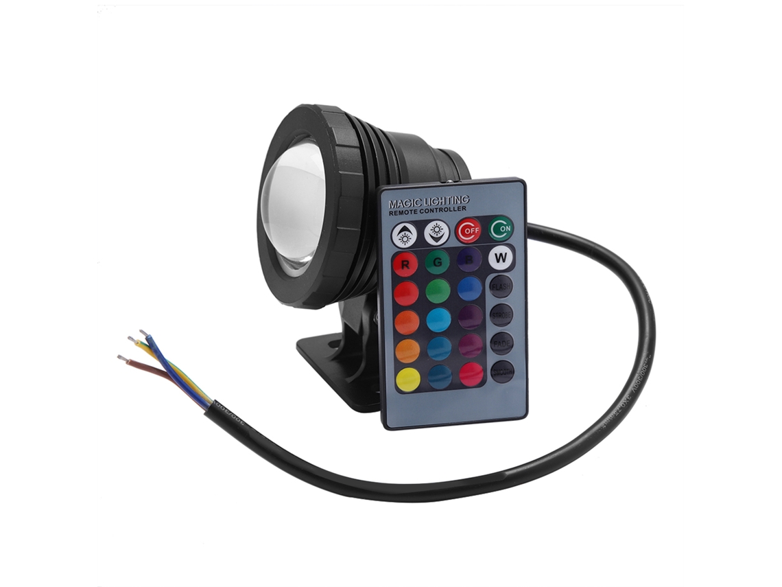 Lâmpada Led Rgb 5w Resistente À Água para Piscina Jardim com Controle Remoto 110‑240v Preto | S/MARCA