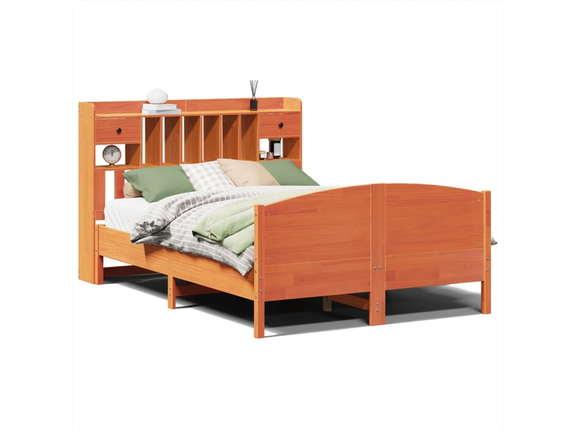 Cama com Estante Sem Colchão 150x200 Cm Pinho Maciço MAISON EXCLUSIVE