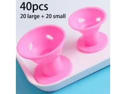40 Rolos De Cabelo (20 Grandes + 20 Pequenos), Rosa E Branco, Para Todos Os Tipos Cabelo, Suaves Com Nós, Ideais Modelar Cachos.-aquaforge