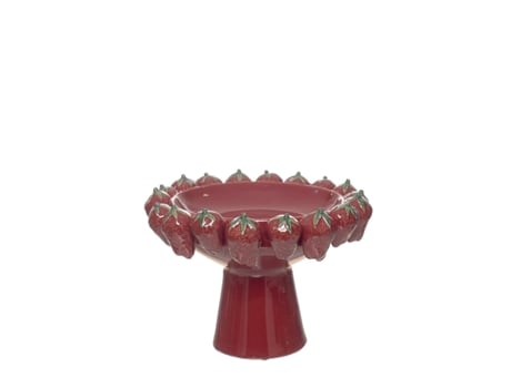 Fruteira com Cerâmica Pe Morangos 33cm Imporcelos