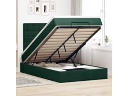 Vidaxl Estrutura De Cama Otomana Com Colchões Verde Escuro Veludo