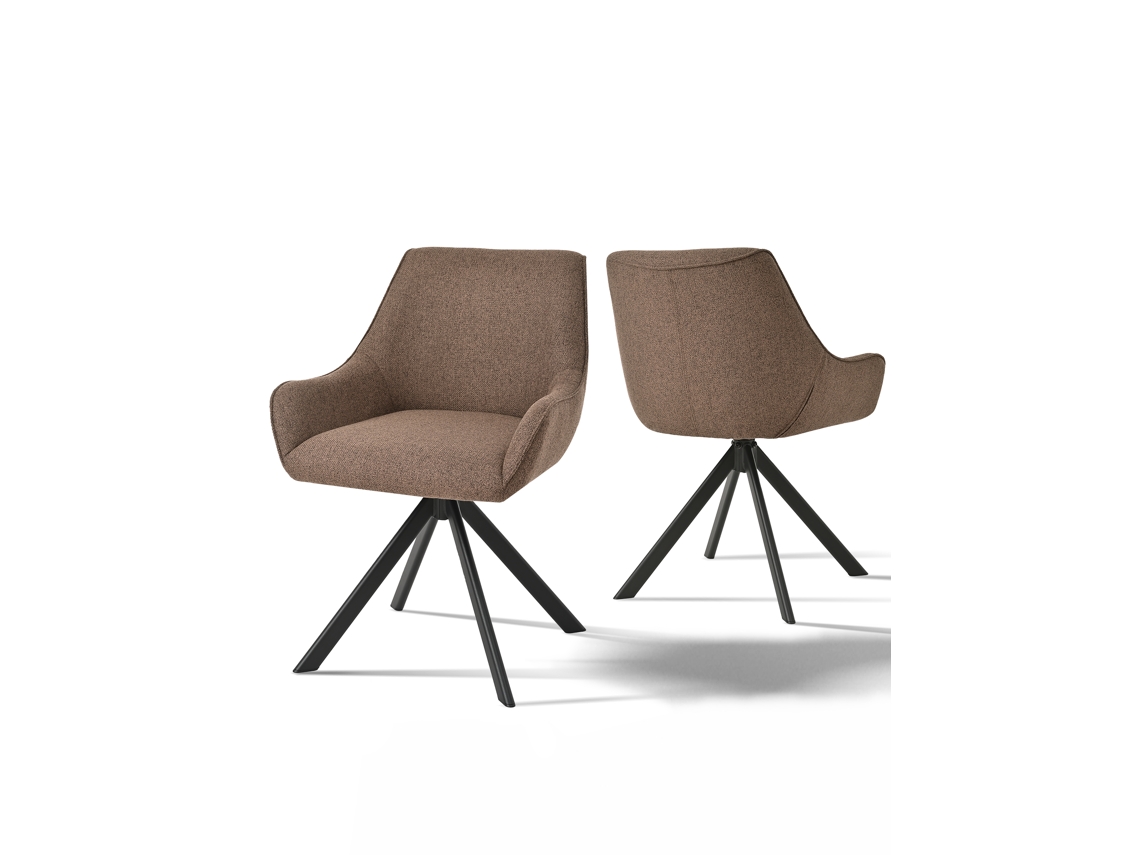 Conjunto de 2 Cadeiras de Jantar GOEURVANT Marrom Mocha Tecido