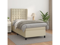 Vidaxl Cama Com Molas/colchão 80x200 Cm Couro Artificial Cor Creme