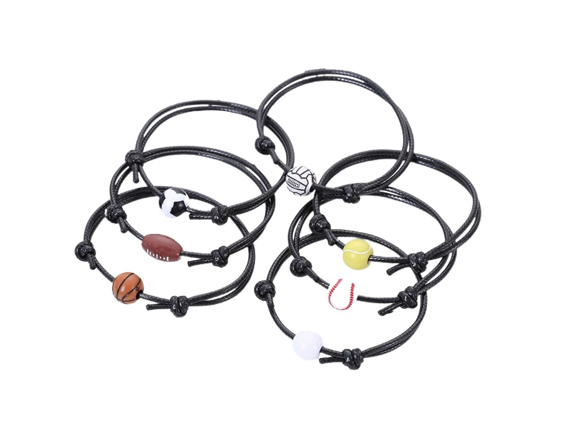 7 Pulseiras De Bola Esportiva Basquete Futebol Vôlei Rugby Beisebol Tênis Golf Ajustáveis Inspiradoras Para Times