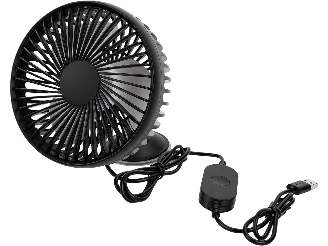 Ventilador Usb Para Carro Com Ventosa, Portátil, Silencioso, 3 Velocidades