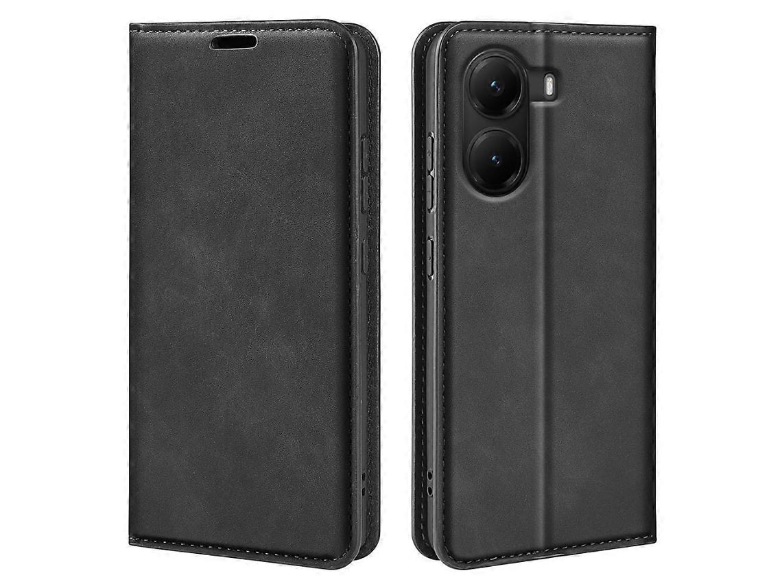Capa Tipo Carteira De Couro Com Toque De Pele Para Xiaomi Poco X7 Pro 5g, Preta