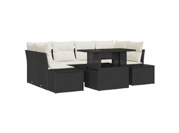 Maison Exclusive - Conjunto De Sofás Com Almofada 7 Pcs Preto E Creme Vime Pe