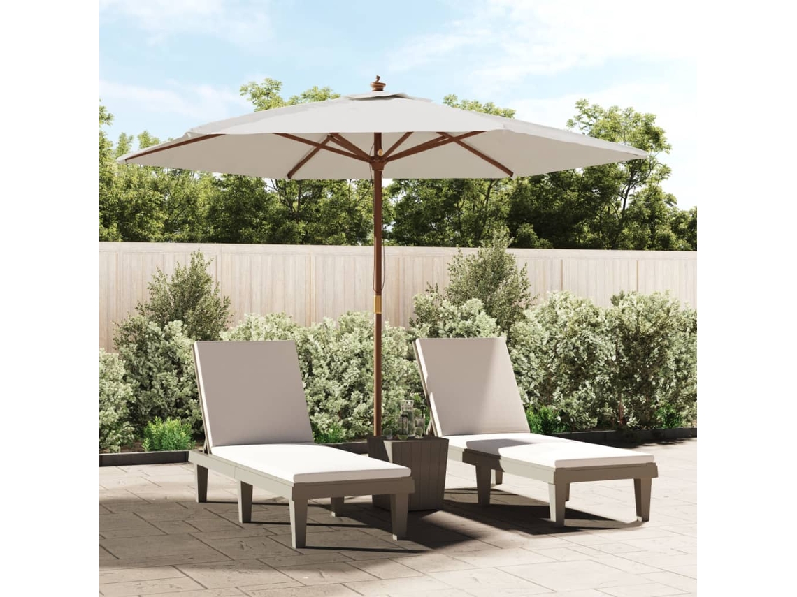 Vidaxl Guarda-sol De Jardim Com Poste De Madeira 299x240 Cm Cor Areia