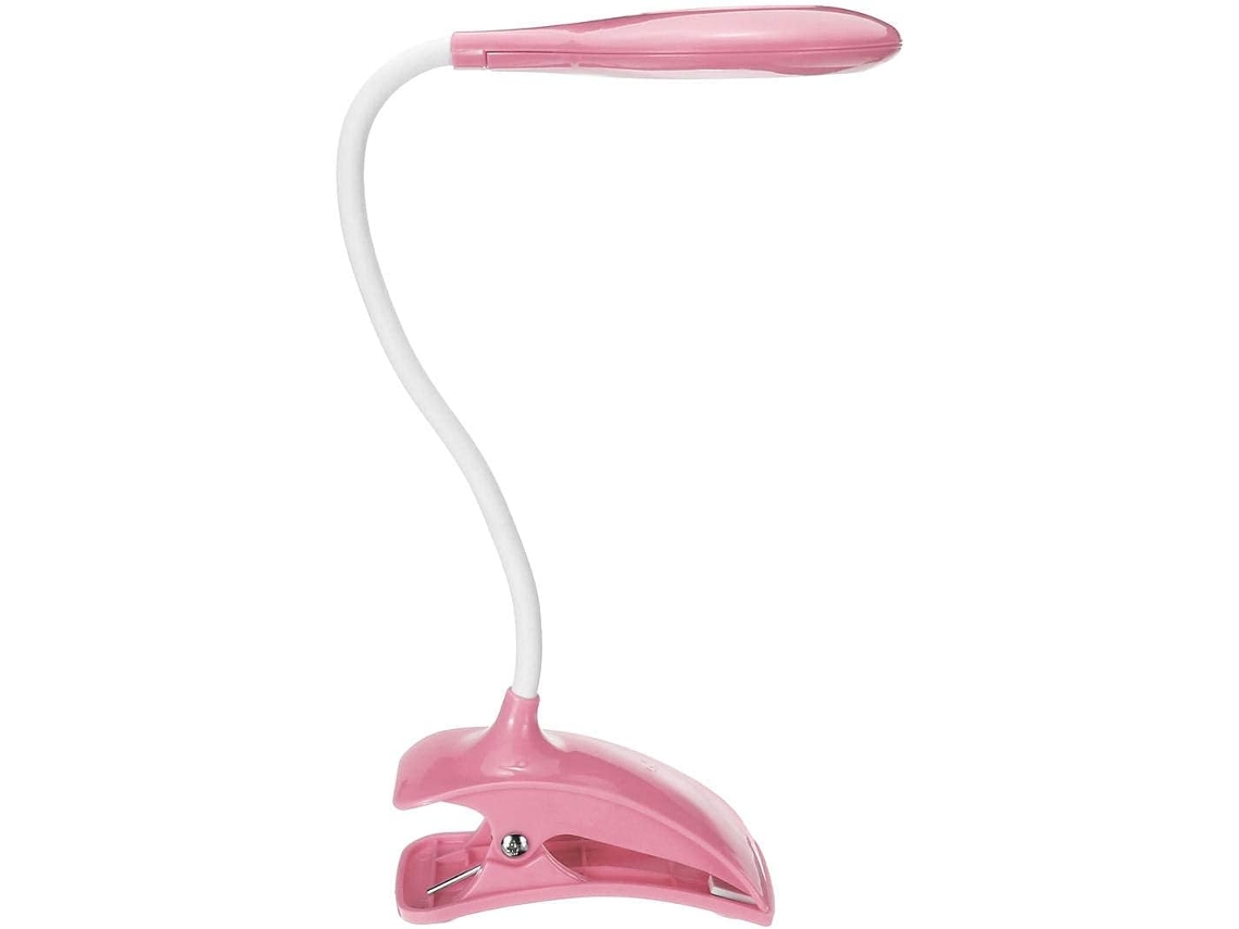 Luminária De Mesa Haima Usb Recarregável Com Sensor Toque, Led, Dimerizável E Com Clipe Para Leitura Rosa