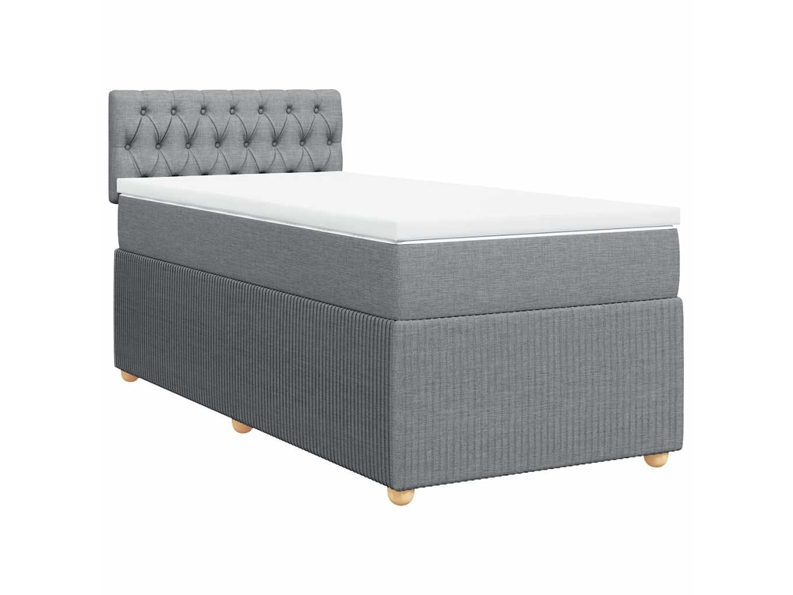Cama com Molas e Colchão Tecido Cinzento Claro MAISON EXCLUSIVE (90x190 cm)