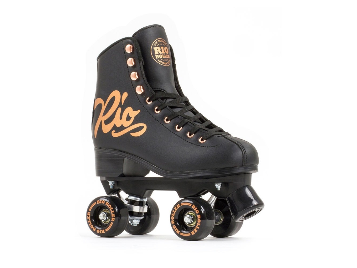 Patins 4 Rodas Rose Preto Eu 39 1/2Rio Roller