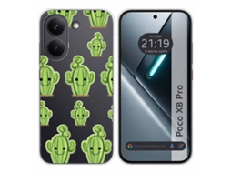 Capa Tumundosmartphone De Silicone Transparente Para Xiaomi Poco X8 Pro 5g Com Estampa De Cacto