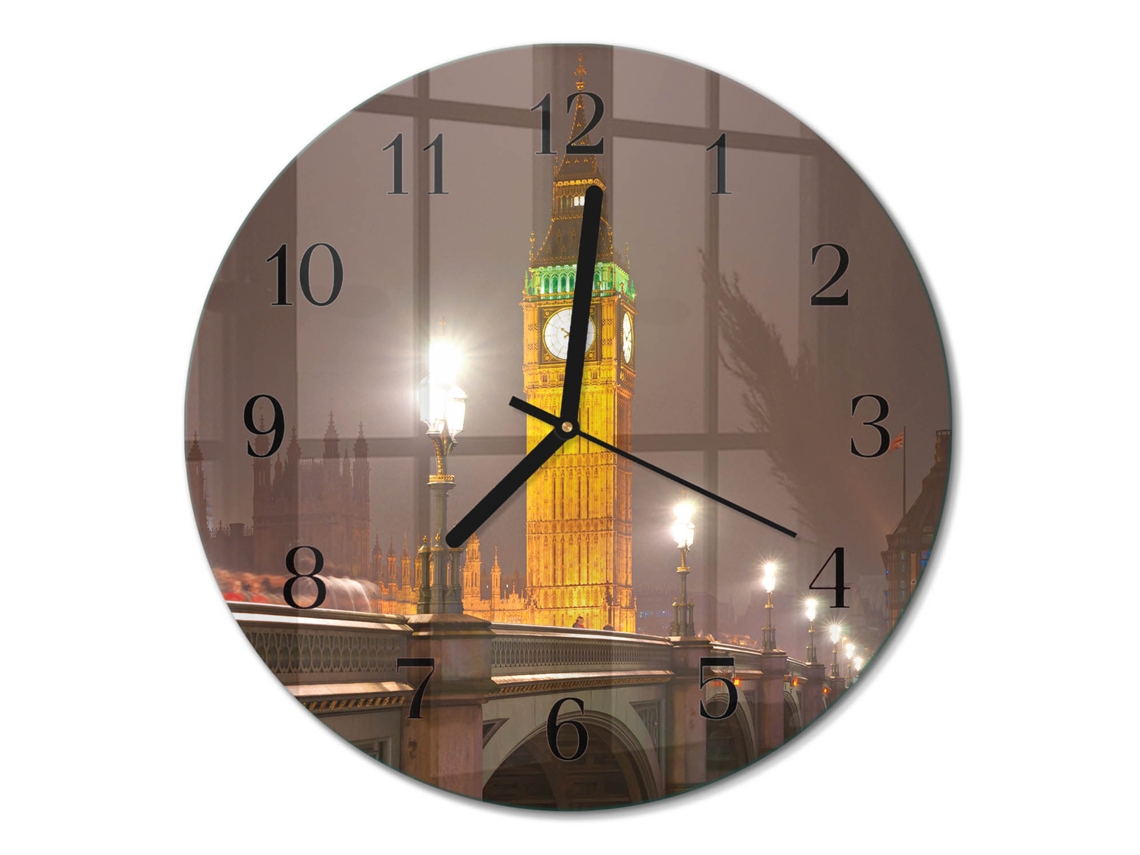 Relógio De Parede De Vidro Bigben Espelharte (30 Cm)