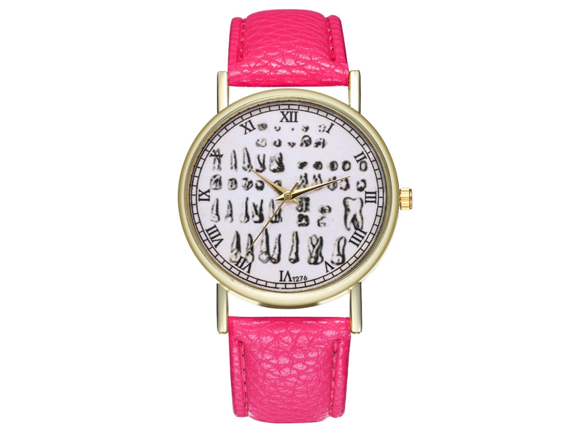 Reloj Casual Fashion Unisex De Cuarzo Con Correa De Cuero Zhoulianfa (rojo Rosa)