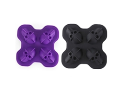 Nova Line forma de Gelo 3d Cabeça de Caveira em Silicone Flexível com 4 Moldes e Pipeta 5ml
