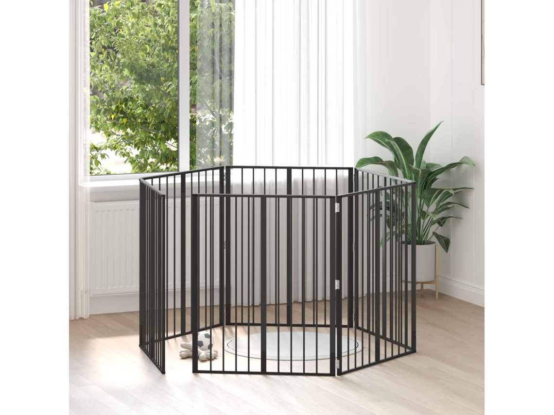 Vidaxl Portão Para Cachorros 6 Unid. Preto 80 X 100 Cm Aço Galvanizado
