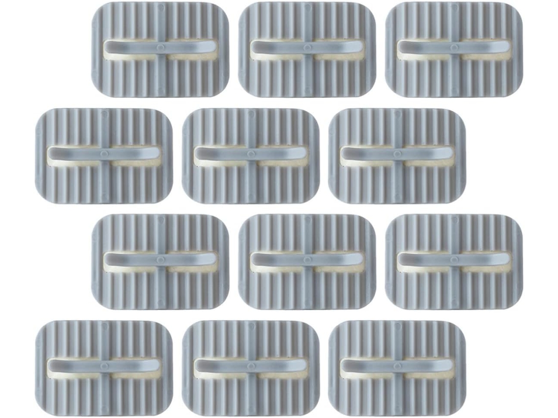 Conjunto de 16 pinos autoadesivos antiderrapantes em PP para sacos de lixo domésticos, duráveis e fáceis de usar.