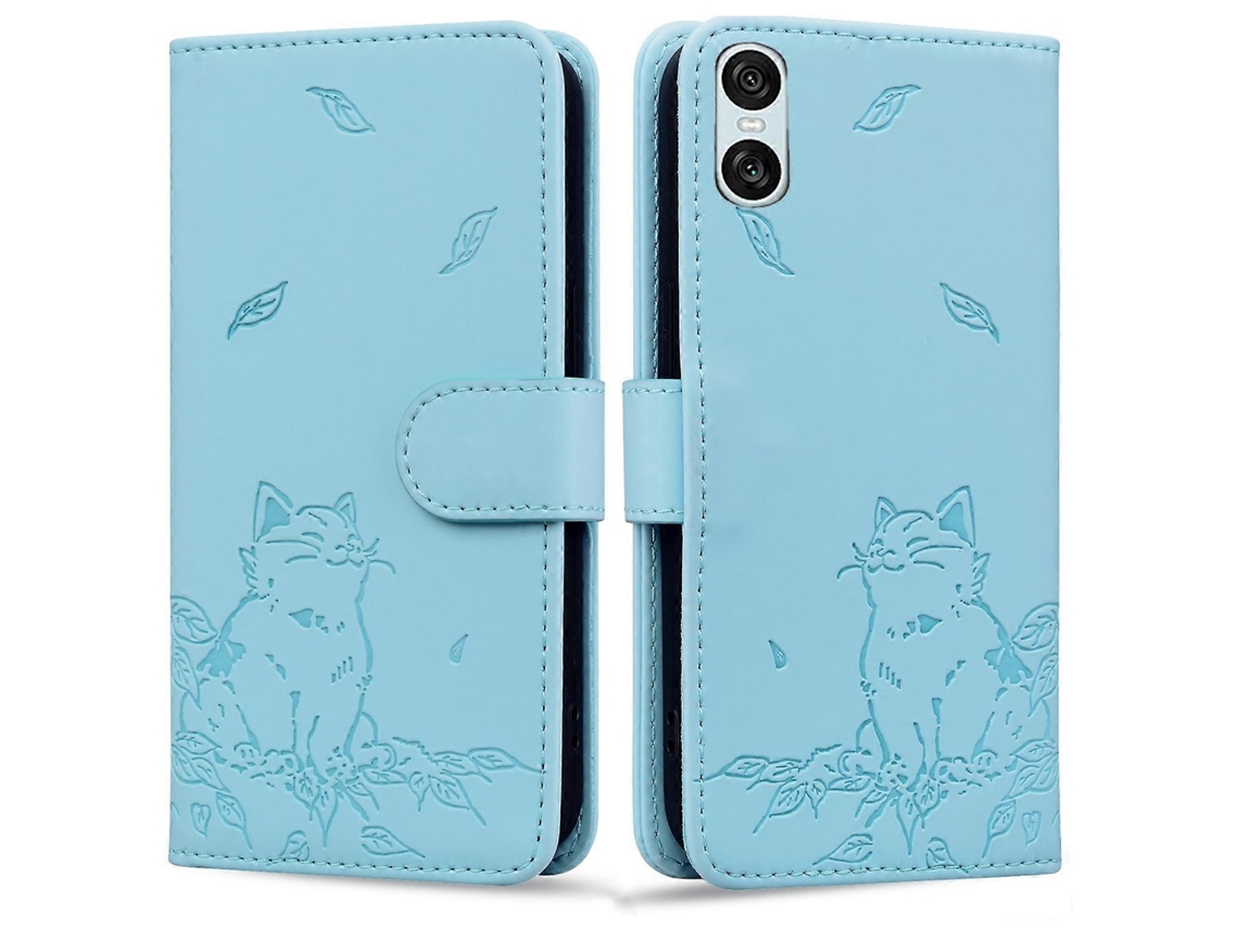 Capa De Couro Para Celular Com Estampa De Gato Fofo