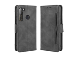 Capa De Couro Estilo Carteira Com Estampa De Pele De Bezerro Para Htc Desire 20 Pro, Com Compartimento Para Cartão Separado