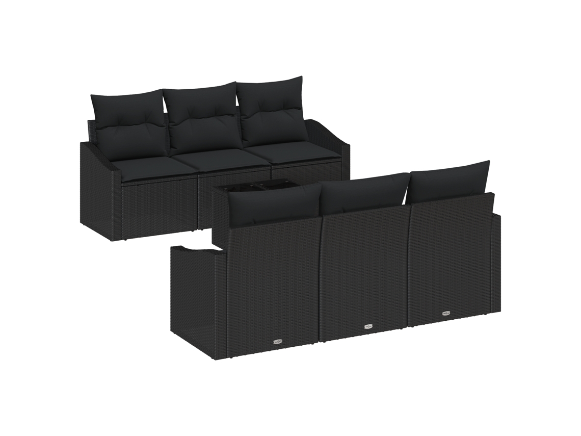 Conjunto 7 Assentos De Jardim Vidaxl Preto Vime Pe (55 X 55 X 37 Cm)