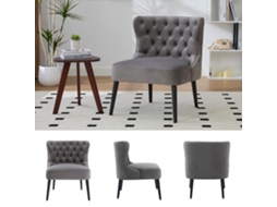 Poltrona individual sem braços com botões e tachas, design moderno Cinza MOBRIO