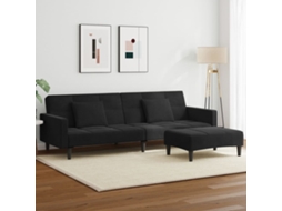 Sofá Cama Com Pés Sofá Conversível Apoio Lovely Home Madeira Veludo Preto (220x84.5x69cm)