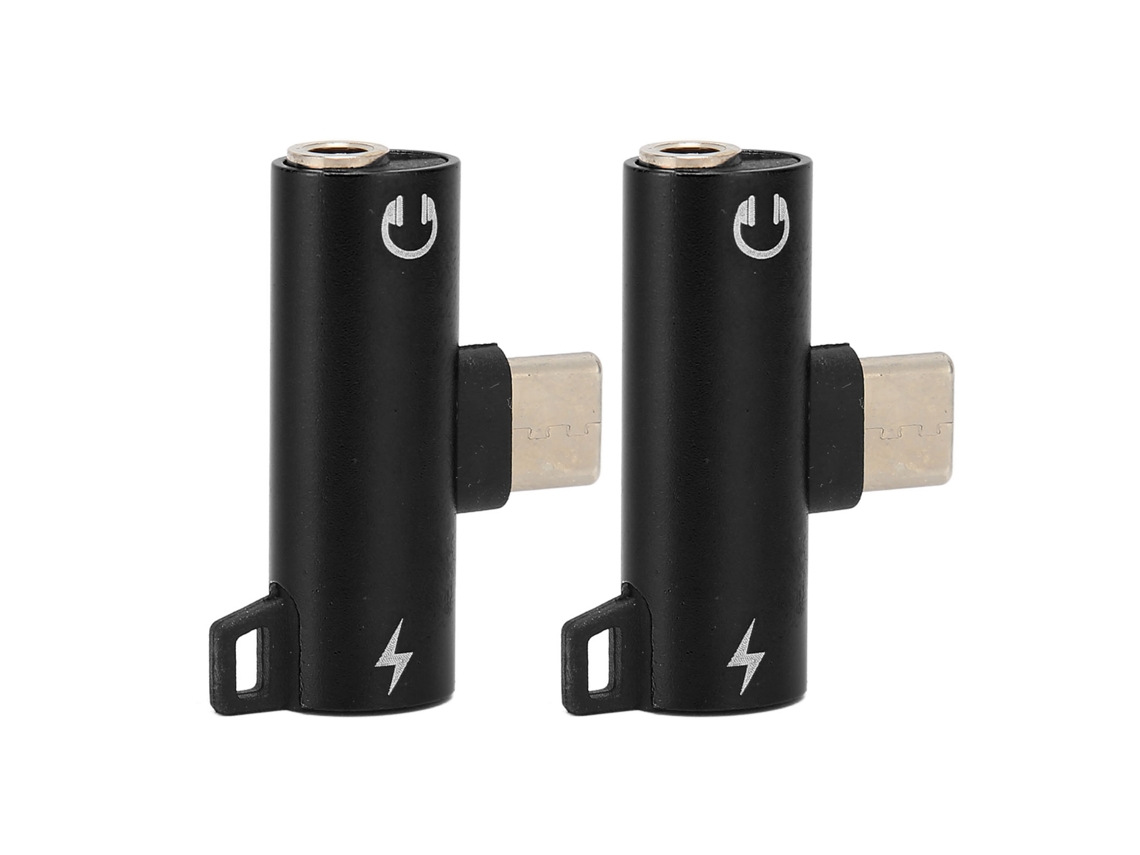 Adaptador USB C para 3,5 mm 2 em 1, resistente, preto, 2 unidades AQUAFORGE