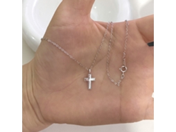 (ouro Branco) Feito Inteiramente Em Prata 925, Este Colar Com Pingente De Cruz Polida, Simples E Elegante, Apresenta Um Design Europeu E Americano.